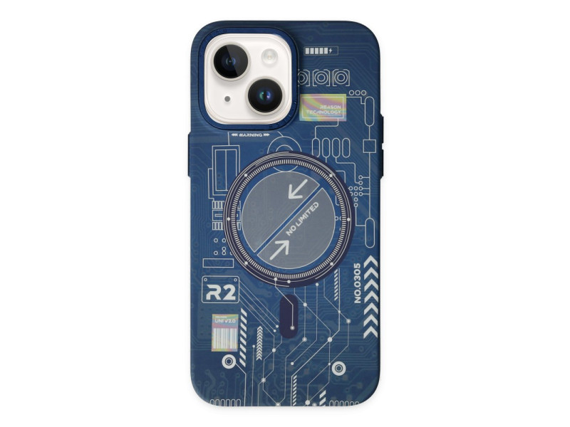 Newface iPhone 13 Kılıf Fosforlu Metal Slim Magneticsafe Kapak - Mavi