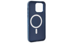 Newface iPhone 13 Kılıf Fosforlu Metal Slim Magneticsafe Kapak - Mavi