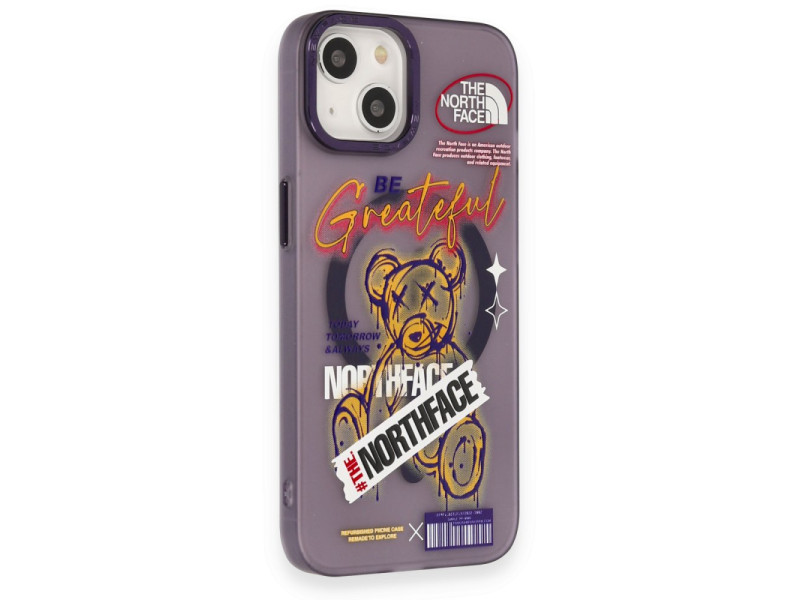 Newface iPhone 14 Kılıf Apollo Magneticsafe Desenli Kapak - Apollo Mor - 2