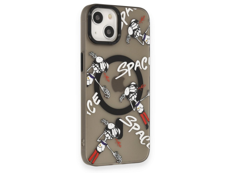Newface iPhone 14 Kılıf Apollo Magneticsafe Desenli Kapak - Apollo Siyah - 3