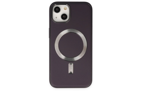 Newface iPhone 14 Kılıf Coco Deri Magneticsafe Silikon - Derin Mor