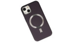 Newface iPhone 14 Kılıf Coco Deri Magneticsafe Silikon - Derin Mor
