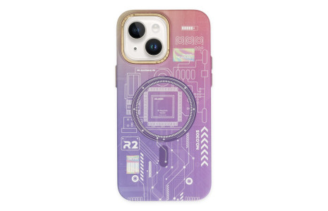 Newface iPhone 14 Kılıf Fosforlu Metal Slim Magneticsafe Kapak - Mor