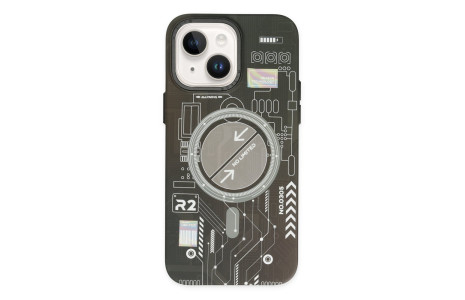Newface iPhone 14 Kılıf Fosforlu Metal Slim Magneticsafe Kapak - Siyah