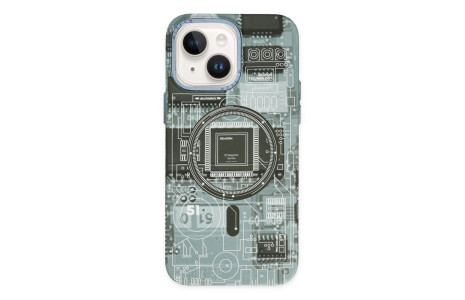 Newface iPhone 14 Kılıf Fosforlu Metal Slim Magneticsafe Kapak - Yeşil