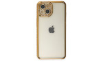 Newface iPhone 14 Kılıf Joke Taşlı Silikon - Gold