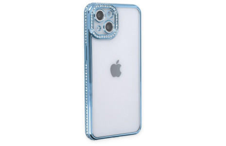 Newface iPhone 14 Kılıf Joke Taşlı Silikon - Mavi