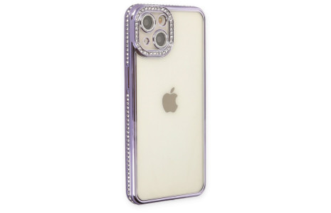 Newface iPhone 14 Kılıf Joke Taşlı Silikon - Mor