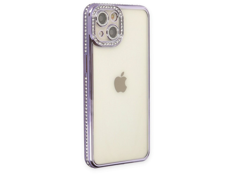 Newface iPhone 14 Kılıf Joke Taşlı Silikon - Mor