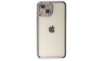 Newface iPhone 14 Kılıf Joke Taşlı Silikon - Mor