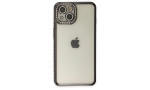 Newface iPhone 14 Kılıf Joke Taşlı Silikon - Siyah