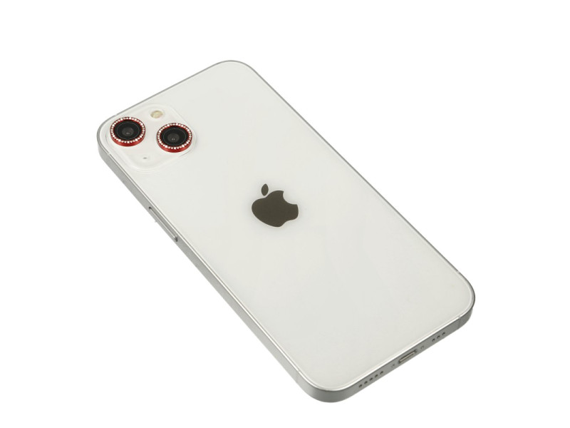 Newface iPhone 14 Plus Diamond Kamera Lens - Kırmızı