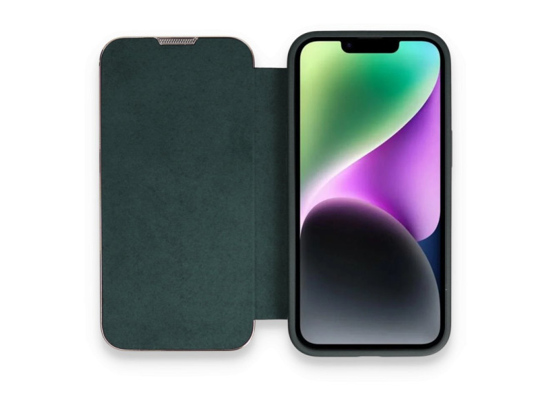 Newface iPhone 14 Pro Kılıf Dolpin Kapaklı - Koyu Yeşil