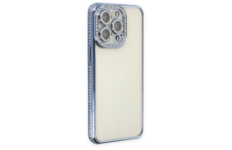Newface iPhone 14 Pro Kılıf Joke Taşlı Silikon - Mavi