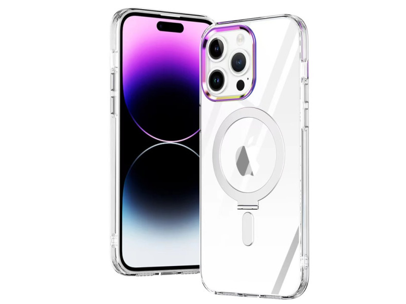 Newface iPhone 14 Pro Kılıf Mudo Magneticsafe Standlı Kapak - Şeffaf