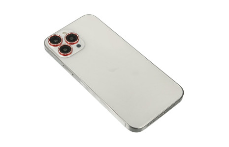 Newface iPhone 14 Pro Max Diamond Kamera Lens - Kırmızı