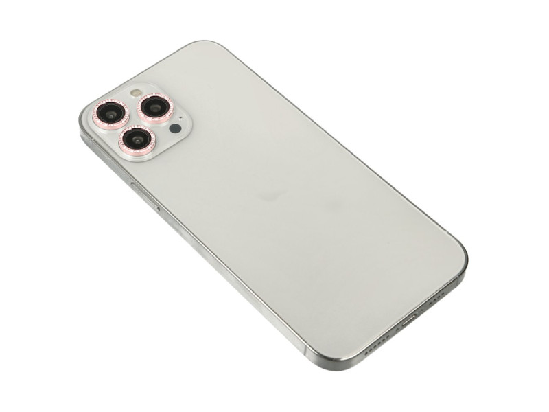 Newface iPhone 14 Pro Max Diamond Kamera Lens - Pembe
