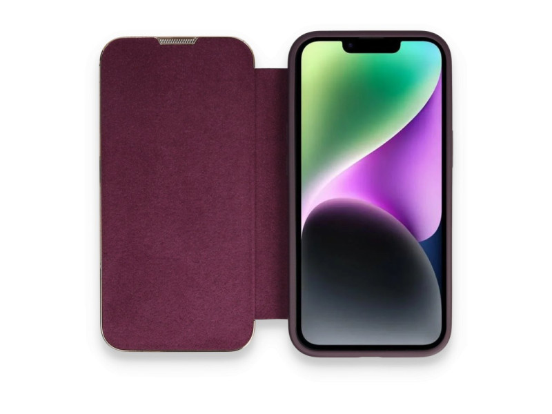 Newface iPhone 14 Pro Max Kılıf Dolpin Kapaklı - Derin Mor