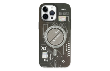 Newface iPhone 14 Pro Max Kılıf Fosforlu Metal Slim Magneticsafe Kapak - Siyah