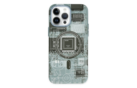 Newface iPhone 14 Pro Max Kılıf Fosforlu Metal Slim Magneticsafe Kapak - Açık Yeşil