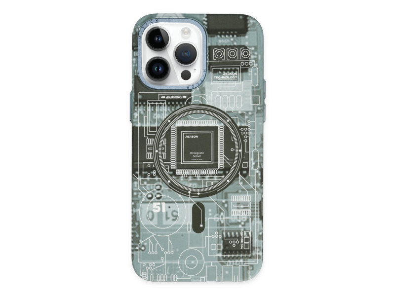Newface iPhone 14 Pro Max Kılıf Fosforlu Metal Slim Magneticsafe Kapak - Açık Yeşil