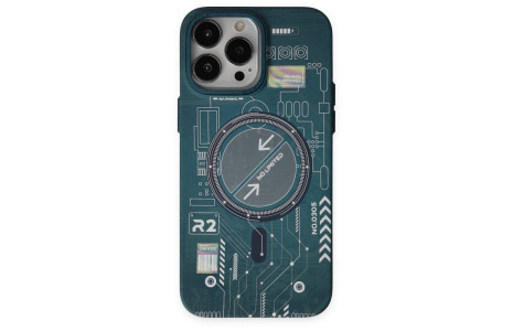 Newface iPhone 14 Pro Max Kılıf Fosforlu Metal Slim Magneticsafe Kapak - Yeşil