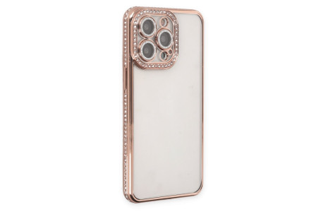 Newface iPhone 14 Pro Max Kılıf Joke Taşlı Silikon - Pembe