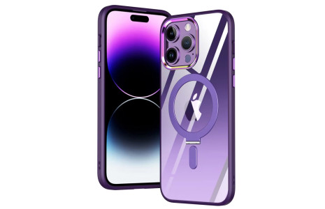 Newface iPhone 14 Pro Max Kılıf Mudo Magneticsafe Standlı Kapak - Derin Mor