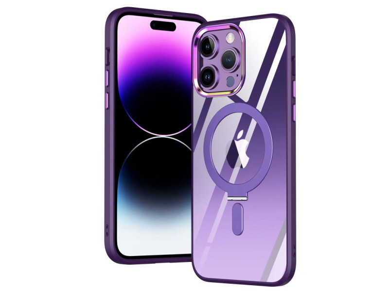Newface iPhone 14 Pro Max Kılıf Mudo Magneticsafe Standlı Kapak - Derin Mor