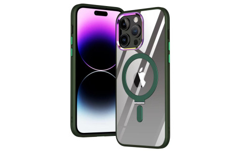 Newface iPhone 14 Pro Max Kılıf Mudo Magneticsafe Standlı Kapak - Köknar Yeşili