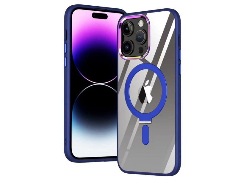 Newface iPhone 14 Pro Max Kılıf Mudo Magneticsafe Standlı Kapak - Lacivert