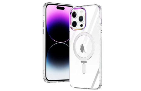 Newface iPhone 14 Pro Max Kılıf Mudo Magneticsafe Standlı Kapak - Şeffaf