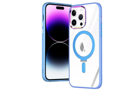 Newface iPhone 14 Pro Max Kılıf Mudo Magneticsafe Standlı Kapak - Sierra Blue