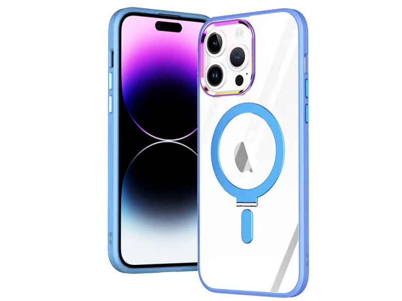Newface iPhone 14 Pro Max Kılıf Mudo Magneticsafe Standlı Kapak - Sierra Blue