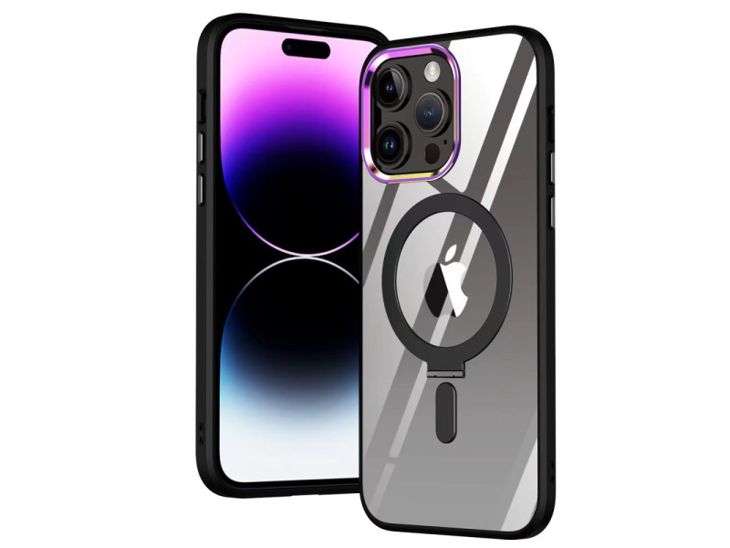 Newface iPhone 14 Pro Max Kılıf Mudo Magneticsafe Standlı Kapak - Siyah