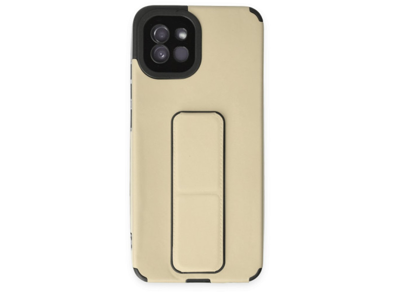 Newface Samsung Galaxy A03 Kılıf Mega Standlı Silikon - Gold