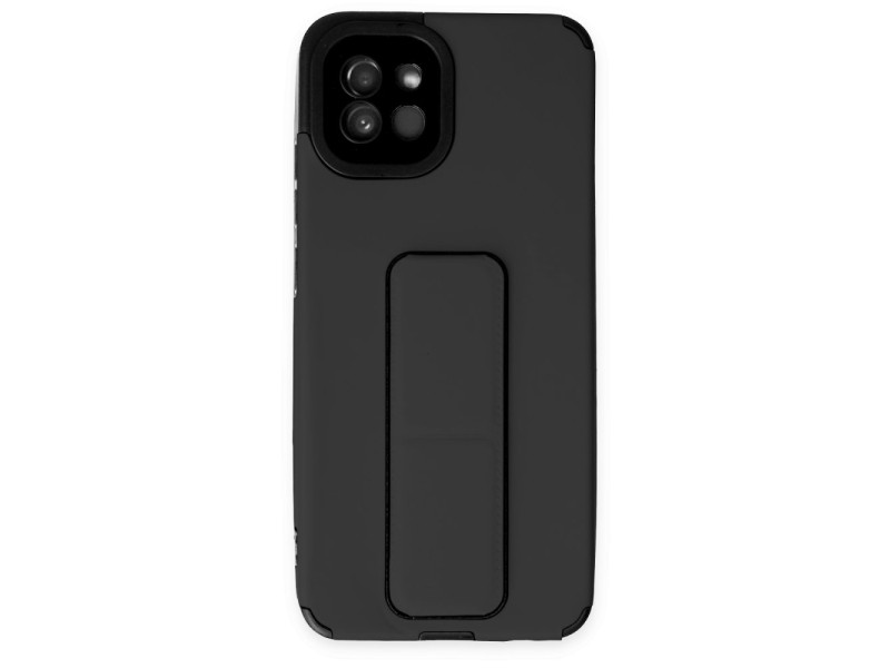 Newface Samsung Galaxy A03 Kılıf Mega Standlı Silikon - Siyah