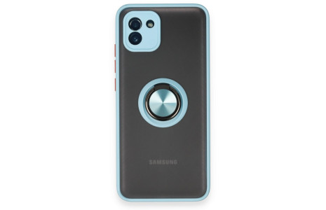 Newface Samsung Galaxy A03 Kılıf Montreal Yüzüklü Silikon Kapak - Buz Mavi