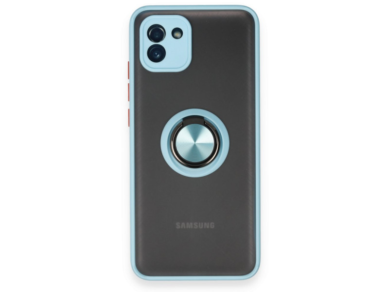 Newface Samsung Galaxy A03 Kılıf Montreal Yüzüklü Silikon Kapak - Buz Mavi