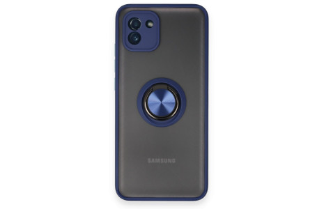 Newface Samsung Galaxy A03 Kılıf Montreal Yüzüklü Silikon Kapak - Lacivert