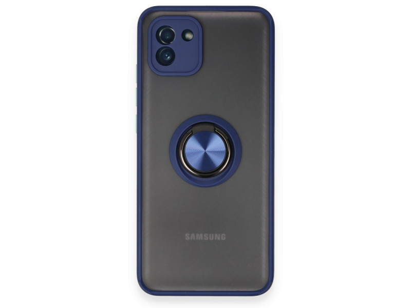 Newface Samsung Galaxy A03 Kılıf Montreal Yüzüklü Silikon Kapak - Lacivert