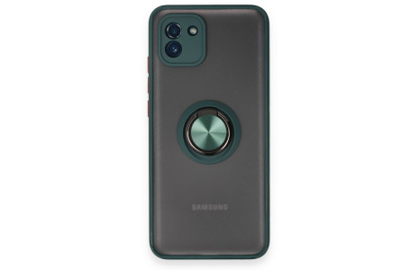 Newface Samsung Galaxy A03 Kılıf Montreal Yüzüklü Silikon Kapak - Yeşil
