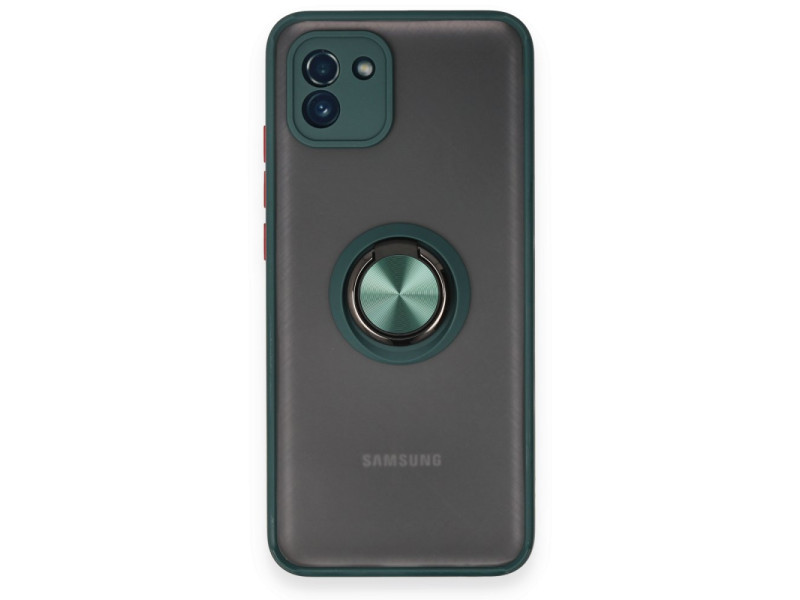 Newface Samsung Galaxy A03 Kılıf Montreal Yüzüklü Silikon Kapak - Yeşil