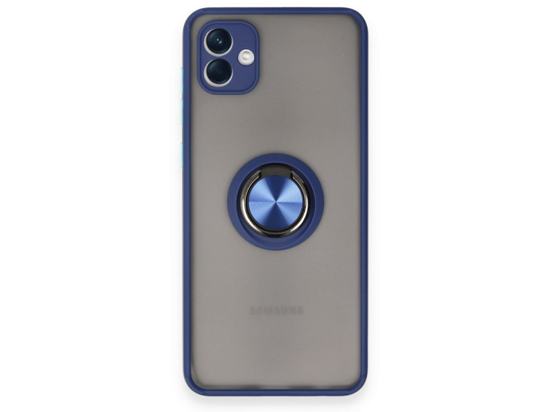 Newface Samsung Galaxy A04 Kılıf Montreal Yüzüklü Silikon Kapak - Lacivert