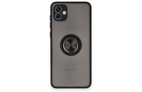 Newface Samsung Galaxy A04 Kılıf Montreal Yüzüklü Silikon Kapak - Siyah