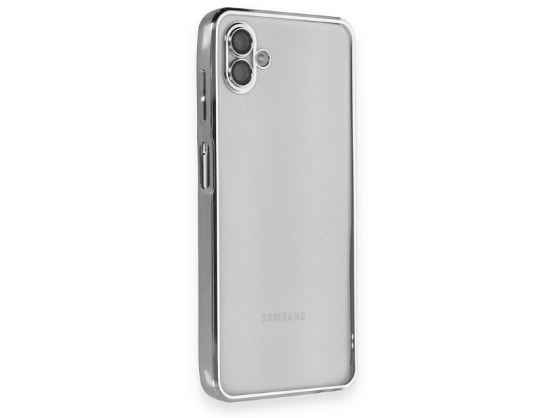 Newface Samsung Galaxy A04 Kılıf Razer Lensli Silikon - Gümüş