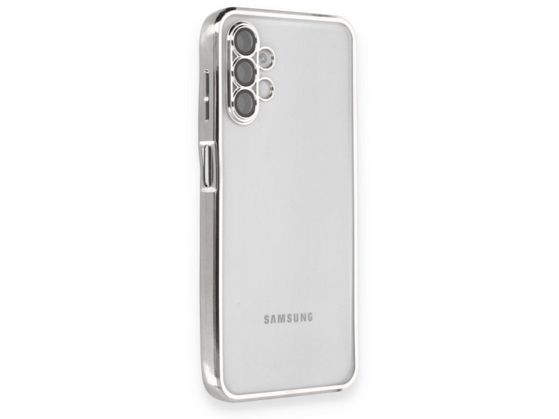 Newface Samsung Galaxy A04S Kılıf Razer Lensli Silikon - Gümüş