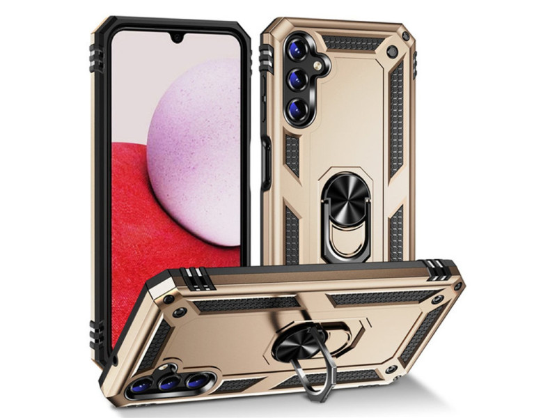 Newface Samsung Galaxy A04S Kılıf Sofya Yüzüklü Silikon Kapak - Gold