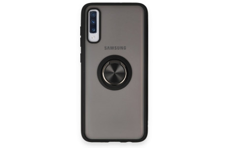 Newface Samsung Galaxy A70 Kılıf Montreal Yüzüklü Silikon Kapak - Siyah