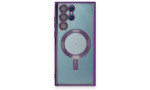 Newface Samsung Galaxy S22 Ultra Kılıf Kross Magneticsafe Kapak - Mor